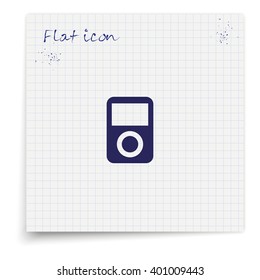 Portable media player. Flat web icon or sign.