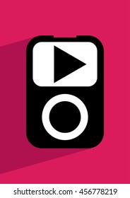 Portable media player. Flat web icon or sign isolated on colorful background. 