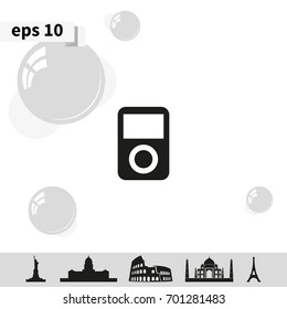 Portable media player. Flat web icon or sign.