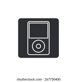Portable media player icon. Flat design style. black button.