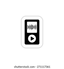 Portable media player icon. Flat design style. On a white background with shadow