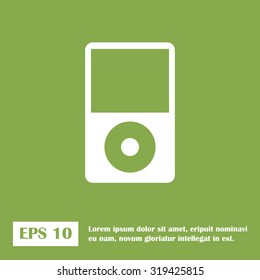 Portable media player icon. Flat design style