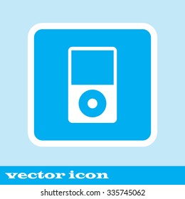 Portable media player icon. Flat design style. blue icon.