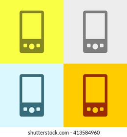 Portable Media Player Icon on Four Different Backgrounds. Eps-10.