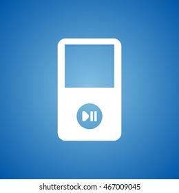 Portable Media Player Icon on blue color. 