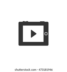 Portable media player icon in single color. Mobile phone smart video audio music entertainment