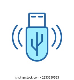 Icono de línea de color de Memory Stick portátil. Pictograma lineal del equipo USB. Almacenamiento de datos, símbolo de contorno de disco flash. Hardware electrónico, unidad de memoria de respaldo. Stroke editable. Ilustración de vectores aislados.