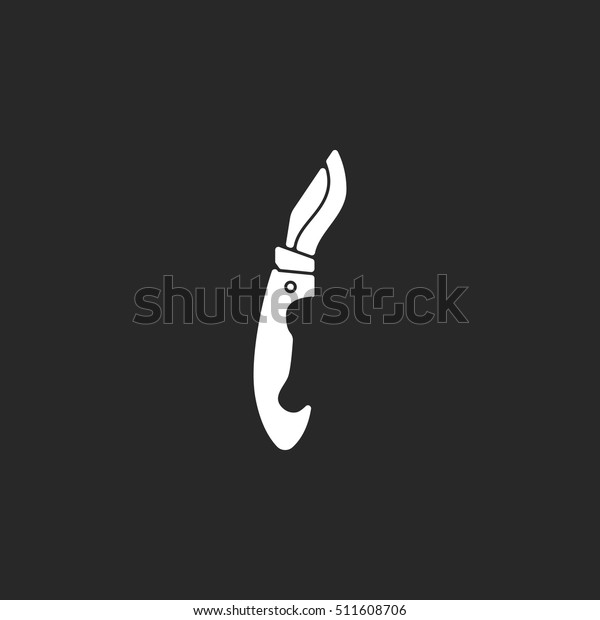 Portable military knife symbol sign silhouette
icon on background