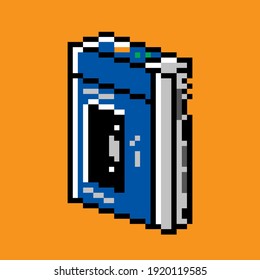 Portable Mobile Pocket Cassette Tape Music Player in 8bit Pixel Art Style