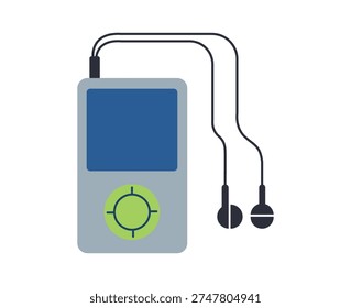 Portable MP3 Player with Earbuds - Retro Music Device Illustration
