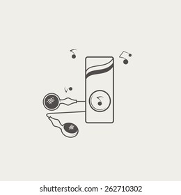 portable mp3 player with music notes 