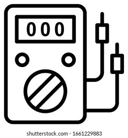 Portable Multimeter Capacitor Tester Concept. Test Leads Thermocouple Volt Amp Ohm Capacitance Meter On White Background. HVAC Electric Circuit Diagnosis Repair Service Tool New Vector Icon Design