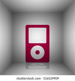 Portable music device. Bordo icon with shadow in the room.