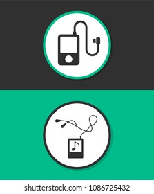 Portable music device flat design illustration. Simple vector icon.