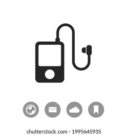 Ilustración de diseño plano de dispositivo de música portátil. Icono de vector simple.
