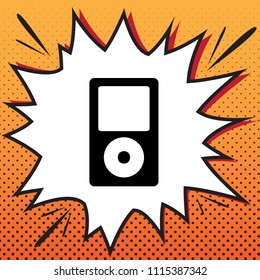 Portable music device. Vector. Comics style icon on pop-art background.