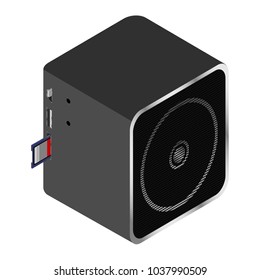 portable music mono column player with usb, memory card and other input