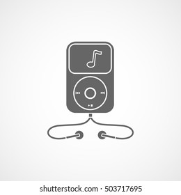 Portable Music Player Flat Icon On White Background