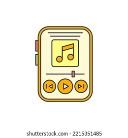 Portable music player icon in color, isolated on white background 