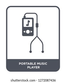 portable music player icon vector on white background, portable music player trendy filled icons from Electronic stuff fill collection, portable music player simple element illustration