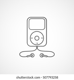 Portable Music Player Line Icon On White Background