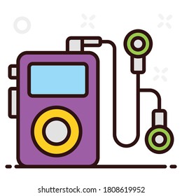 Reproductor de música portátil, vector de dispositivo de música de audio 