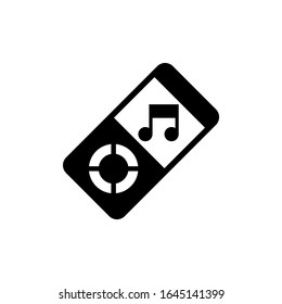 Portable music player vector icon in black flat shape design isolated on white background