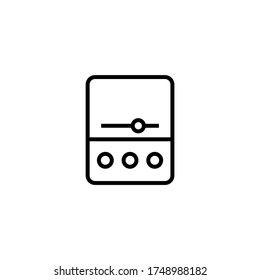 Icono de vector de reproductor de música portátil en el icono de estilo de línea negra, estilo aislado en fondo blanco