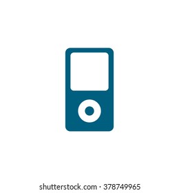 Portable music player. Vector icon blue
