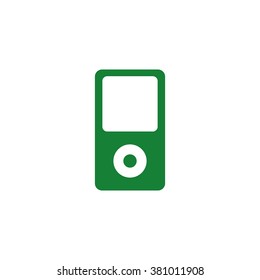 Portable music player. Vector icon green
