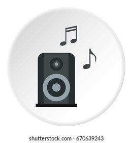 Portable music speacker icon in flat circle isolated vector illustration for web