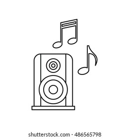 Portable music speacker icon in outline style isolated on white background. Device symbol vector illustration