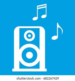 Portable music speacker icon white isolated on blue background vector illustration