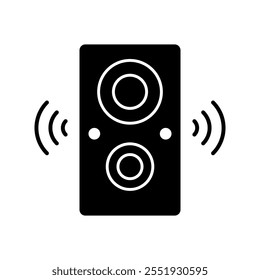 Icono de Vector de altavoz de música portátil. Ilustración de estilo de moda simple negra plana de Vector para Web y App..eps