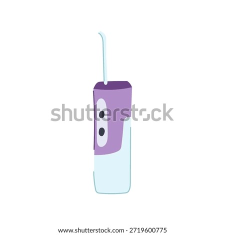 Portable oral irrigator using a stream of water for deep cleaning between teeth and along the gumline, illustrating daily dental care and fresh breath