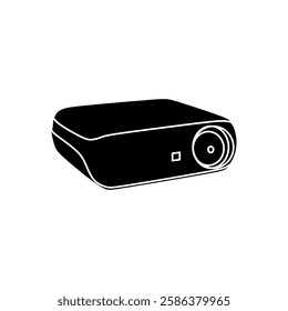 Portable Outdoor Mini Projector Black Fill Icon. Simple Vector illustration in trendy style. Editable graphic resources for many purposes.