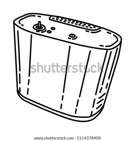 Portable Oxygen Concentrator Part of Electronic for Hospital Device Hand Drawn Icon Set Vector.