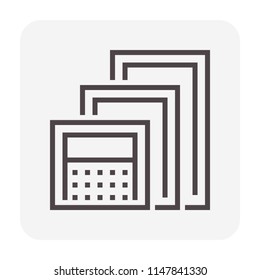 Portable partition screen vector icon for assembly as cubicle modern corporate office furniture for business. Private workspace, workplace or workstation for place desk, chair and computer. 64x64 px.