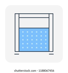 Portable partition screen vector icon. For assembly as cubicle or modern corporate office furniture for business. That private workspace, workplace or workstation for place desk, chair and computer.