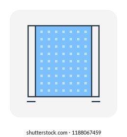 Portable partition screen vector icon. For assembly as cubicle or modern corporate office furniture for business. That private workspace, workplace or workstation for place desk, chair and computer.