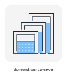 Portable partition screen vector icon. For assembly as cubicle or modern corporate office furniture for business. That private workspace, workplace or workstation for place desk, chair and computer.