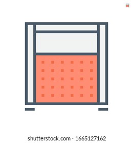 Portable partition screen vector icon for assembly as cubicle modern corporate office furniture for business. Private workspace, workplace or workstation for place desk, chair and computer. 64x64 px.