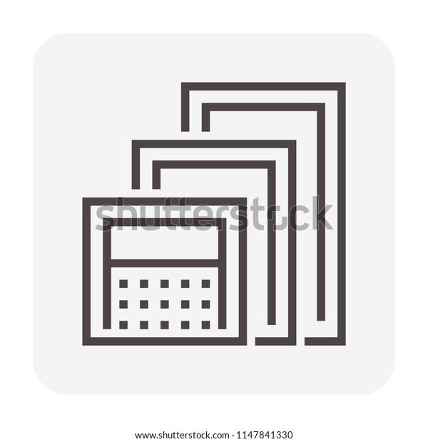 Portable partition screen vector icon for assembly as\
cubicle modern corporate office furniture for business. Private\
workspace, workplace or workstation for place desk, chair and\
computer. 64x64 px.