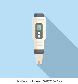 Vector plano del icono del ph metro portátil. Sonda electrónica. Solución experimental