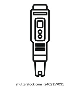 Vector de contorno de icono del medidor de ph portátil. Sonda electrónica. Solución experimental