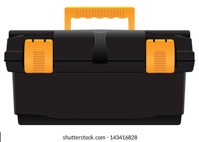 Portable Plastic Tool Box. Organizer Industrial. Vector Illustration.