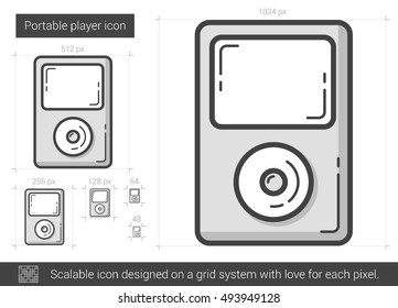 Portable player vector line icon isolated on white background. Portable player line icon for infographic, website or app. Scalable icon designed on a grid system.