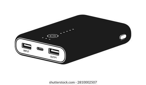 Portable power bank with input and output ports black silhouette powerbank