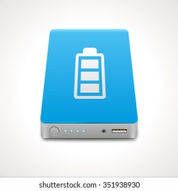 Portable Power Bank. Vector icon of a battery for charging mobile devices