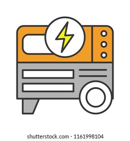 Portable power generator color icon. Home electric generator. Isolated vector illustration